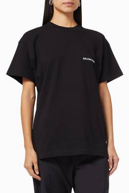 Shop Balenciaga Black Crew Large-Fit T-Shirt in Organic Cotton for 