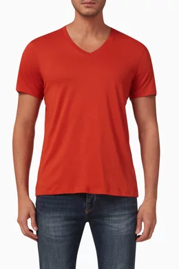 Shop Armani Exchange Brown Pima V-Neck T-Shirt in Cotton for MEN | Ounass  Saudi Arabia