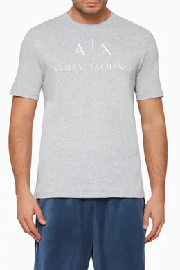 Shop Armani Exchange Grey Core Logo-Print T-Shirt for MEN | Ounass Saudi  Arabia
