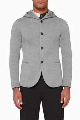Shop Emporio Armani Grey Hooded Collar Jersey Blazer for MEN | Ounass Saudi  Arabia