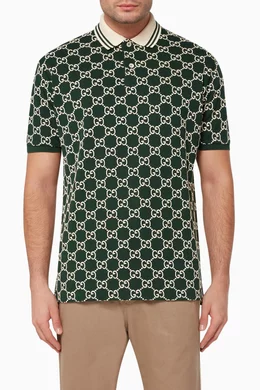 Shop Gucci Green Embroidered GG Stretch Cotton Polo T-Shirt for MEN |  Ounass Saudi Arabia
