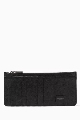 Shop Dolce & Gabbana Black Vertical Credit Card Holder in Dauphine Leather  for MEN | Ounass Saudi Arabia