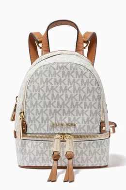 Shop Michael Kors White Rhea Mini Convertible Backpack in Canvas for WOMEN  | Ounass Saudi Arabia