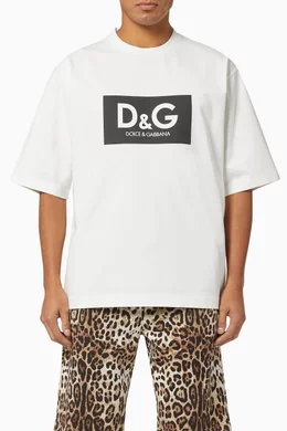 Shop Dolce & Gabbana White Oversized T-shirt with DG Logo in Cotton for MEN  | Ounass Saudi Arabia