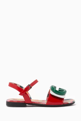 Shop Gucci Red Interlocking G Sandals in Patent Leather for KIDS | Ounass  Saudi Arabia