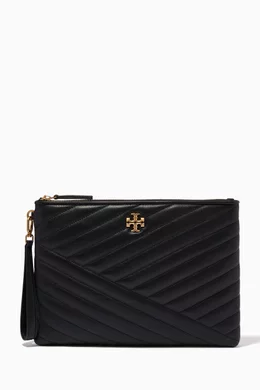 Shop Tory Burch Black Kira Chevron Small Pouch in Quilted leather for WOMEN  | Ounass Saudi Arabia