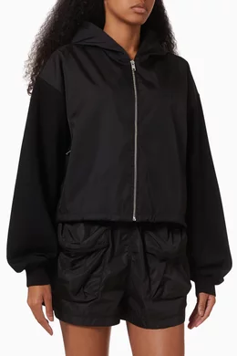 Shop Prada Black Cropped Hoodie in Nylon for WOMEN | Ounass Saudi Arabia