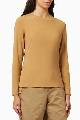 Brown The Row Inverness Jersey Long-sleeved T-shirt in Light Brown Womens Tops The Row Tops 