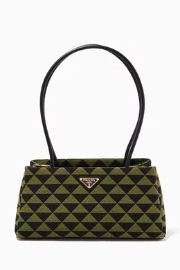 Shop Prada Green Medium Embroidered Symbole Shoulder Bag in Jacquard for  WOMEN | Ounass Saudi Arabia
