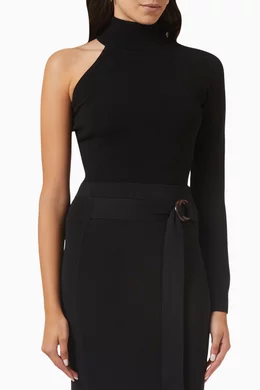 Shop Michael Kors Collection Black One-sleeve Bodysuit in Stretch-cashmere  for WOMEN | Ounass Saudi Arabia