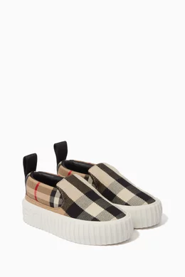 Shop Burberry Neutral I1-Andrew Sneakers in Cotton Canvas for KIDS | Ounass  Saudi Arabia