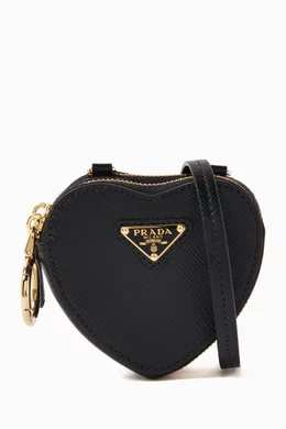 Shop Prada Black Heart Double Pouch in Saffiano Leather for WOMEN | Ounass  Saudi Arabia