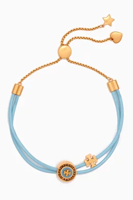 Shop Tory Burch Blue Kira Enamel Pavé Slider Bracelet in 18kt Gold-plated  Brass & Leather for WOMEN | Ounass Saudi Arabia