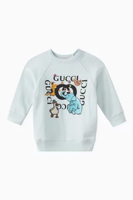 Shop Gucci Multicolour Animal Logo Print Sweatshirt in Cotton for KIDS |  Ounass Qatar