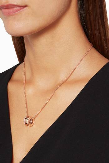 hover state of Rose-gold B.zero1 Pendant With Pavé Diamonds Necklace