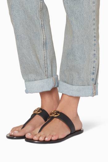 hover state of Black Marmont GG Leather Sandals