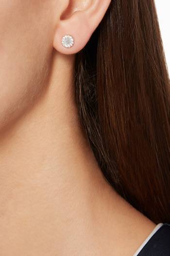 hover state of Silver & Zircon Round Stud Earrings