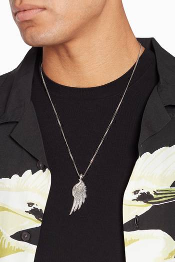 hover state of Sterling Silver Wing Pendant Necklace     
