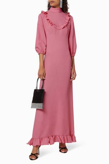 hover state of Ruffled Crepe Maxi Dress  