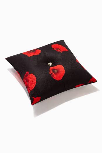 hover state of Floral Print Jacquard Cushion, 50 x 50      