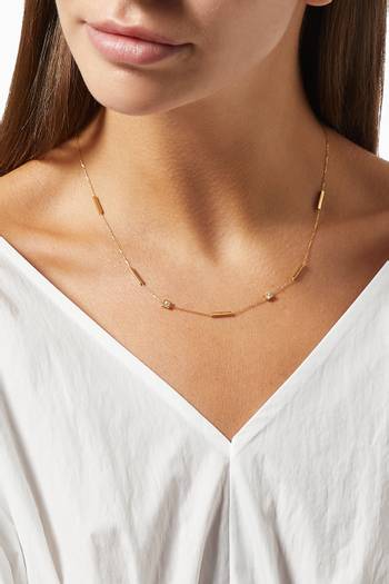 hover state of 1441 H. Geometric Diamond Necklace in 18kt Yellow Gold