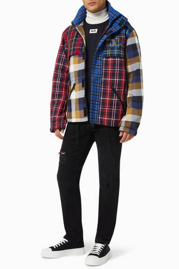 hover state of Check Patchwork Jacket with DG Patch in Wool Blend