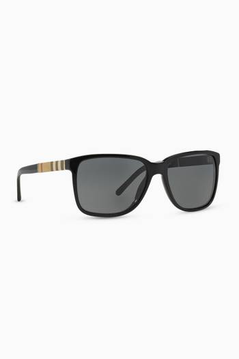 hover state of Square Frame Sunglasses with Icon Stripe  