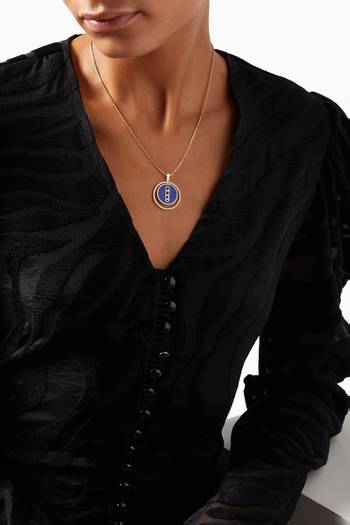 hover state of Lucky Move MM Lapis Lazuli Necklace with Diamonds in 18kt Yellow Gold