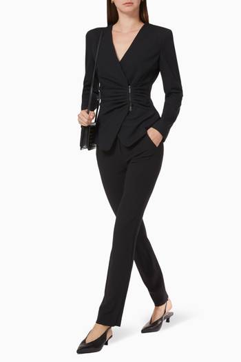 hover state of Ruched Zip Blazer Jacket in Viscose-blend Jersey