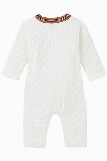 hover state of Icon Stripe Trim Diamond Quilted Jumpsuit in Cotton  