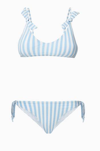 hover state of Lucia Bikini Top in Placid Stripe Sustainable Nylon    