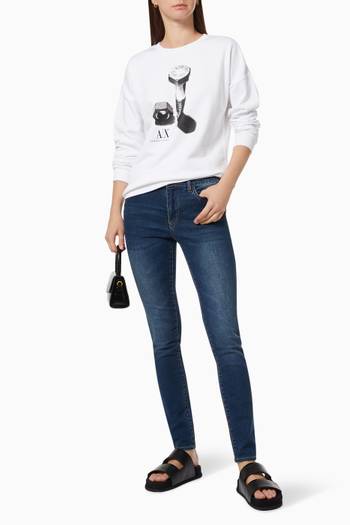 hover state of J01 Super Skinny Cropped Jeans in Stretch Cotton Denim