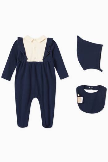 hover state of Interlocking G Sleepsuit in Cotton, Set of 3   