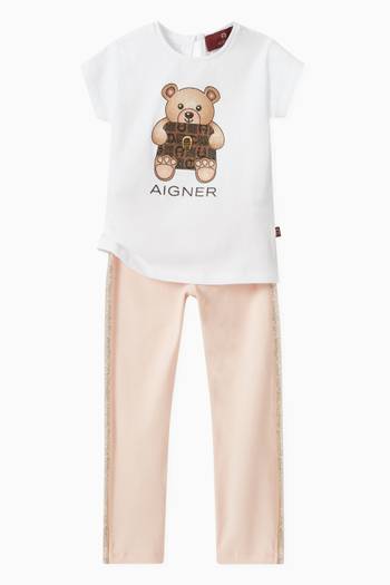 hover state of Teddy Bear Logo Print T-shirt in Cotton  