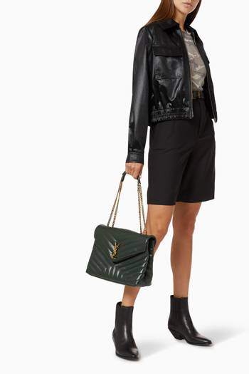 hover state of Medium Loulou Bag in "Y" Matelassé Leather    