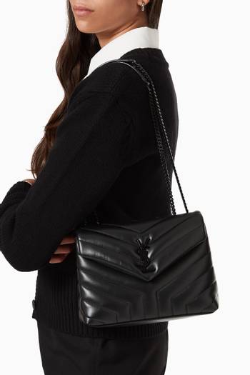 hover state of Small Loulou Bag in "Y" Matelassé Leather              