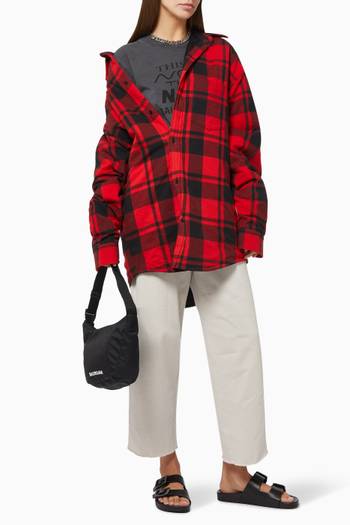 hover state of Off-shoulder Plaid Shirt in Cotton  
