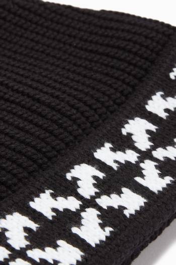 hover state of Arrows Beanie in Ribbed Cotton Knit 