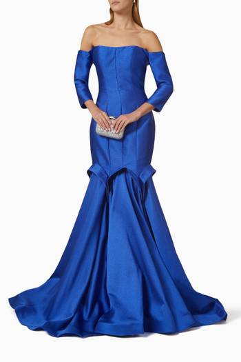 hover state of Off-shoulder Gown in Silk Mikado