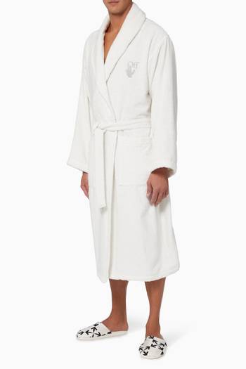hover state of Arrows Leaves Bath Robe in Cotton Terry 