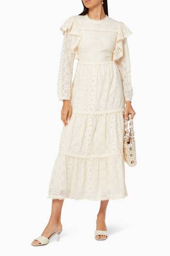 hover state of Eda Midi Dress in Lace Cotton