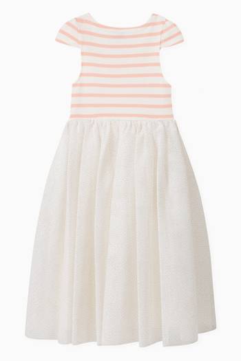 hover state of Dress in Sailor Stripes Cotton Jersey & Glitter Tulle 
