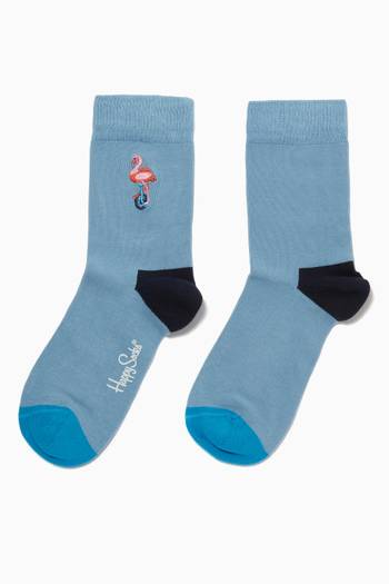 hover state of Embroidery Flamingo Socks in Stretch Cotton   