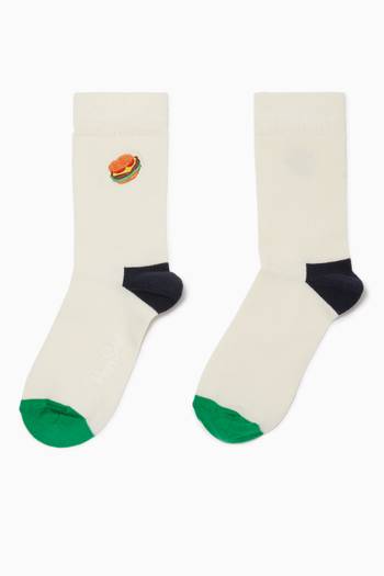 hover state of Burger Embroidery Socks in Organic Cotton 