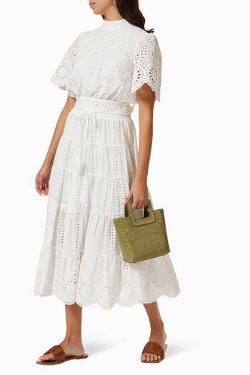 hover state of Anita Midi Skirt in Broderie Anglaise Cotton  
