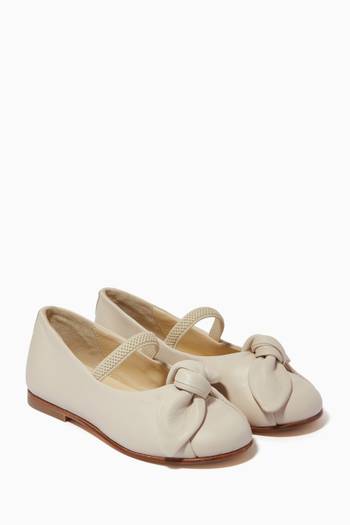 hover state of Bow Ballerinas with Strap in Leather 
