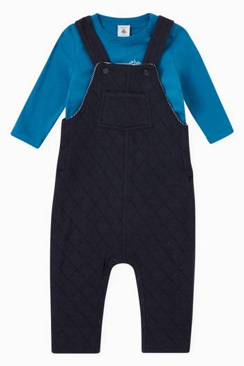 hover state of Quilted Dungarees in Tube Knit  