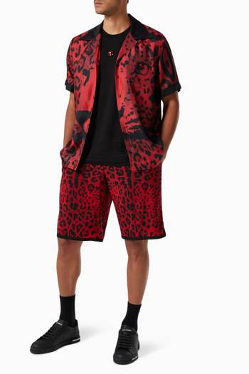 hover state of Leopard Print Hawaiian Shirt in Silk     