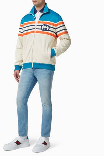 hover state of Interlocking G Stripe Jacket in Technical Jersey