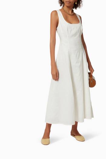 hover state of Tropicana Cut Out Midi Dress in Linen    